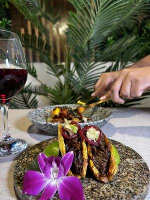 Tostones Tacos, Chicken Skewers