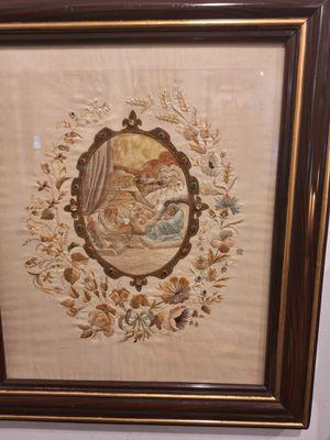 Victorian Era needle point of the holy family.
 Possibly original frame