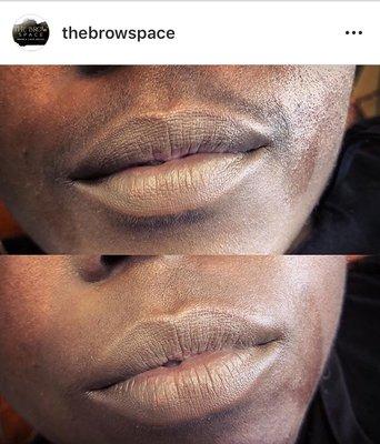 Before & After lip wax service.