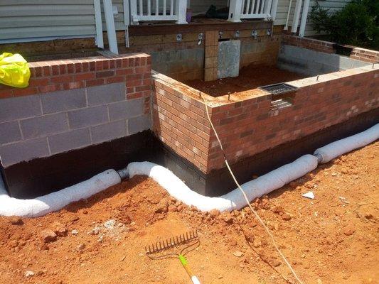 Foundation work for a porch addition we out in Thomasville.