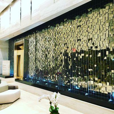 15' tall rain curtain water feature in a Manhattan sales office