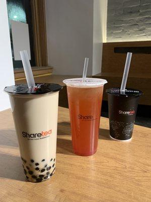 (17) Classic Oolong Milk Tea with Pearl  (03) Strawberry Green Tea (12) Classic Black Tea (hot)