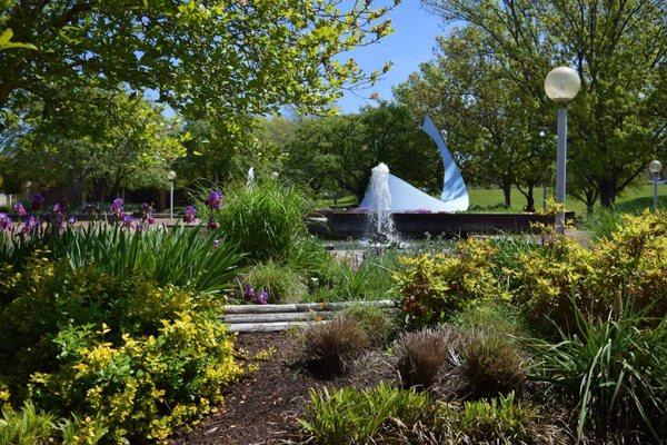 Oak Ridge Recreation Center Garden, Pond, and Whale Sculpture