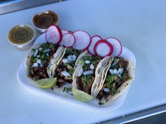 "Salas mix" tacos! ~ chorizo, pastor, asada, chicken, & buche!