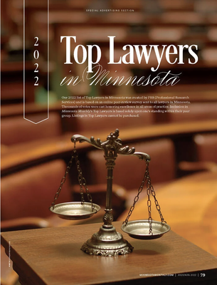 2022 Minnesota Monthly Top Lawyer award