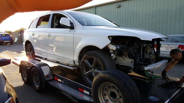 Audi Q7 after frame work and paint job.