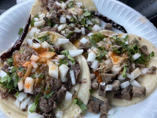 They don't look like much but they sure are tasty! Cabeza, Cachete and Lengua!