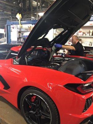 Oil change on a 2020 Corvette.