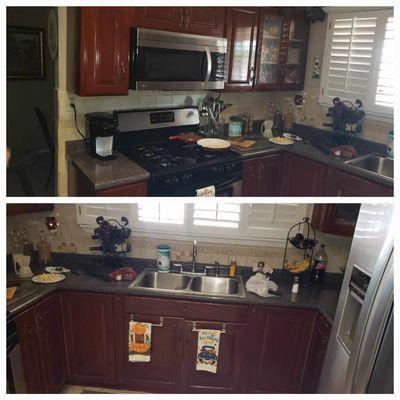 This is a kitchen cabinet painting job that we have done twice