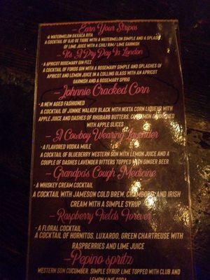 Drink menu