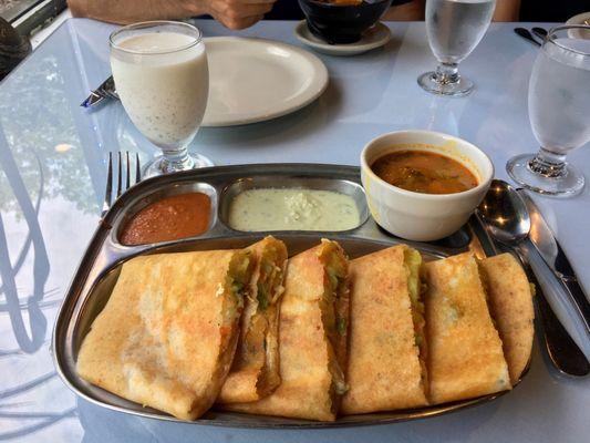 Spring Roll Masala Dosa, Salted Lassi