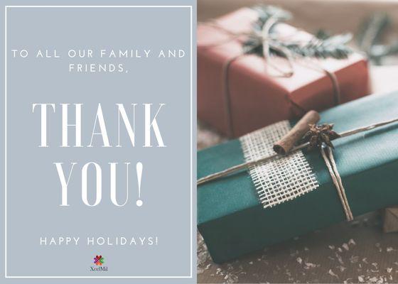 May the holiday season fill your home with joy, your heart with love, and your life with laughter. Thank you to all our family and friends.