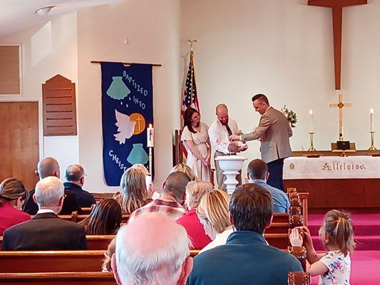 Baptism at a service