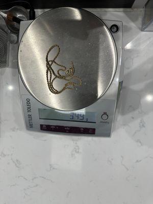 Weight of chain on the scale when I dropped it off