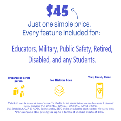 Military, Educators, Public Safety, Retired, Disabled, Students $45