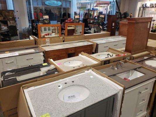 Vanity sets with granite and marble tops