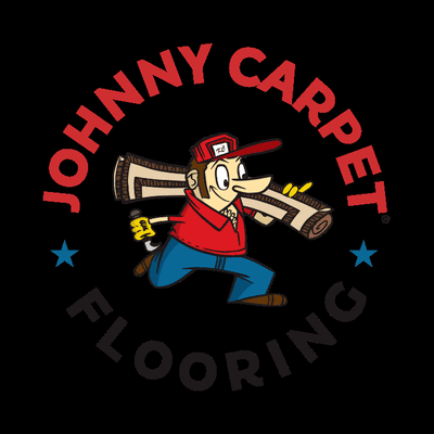 Johnny Carpet Flooring logo with curved company name around the center character