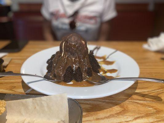 Chocolate molten lava cake is anything I could dream of it melts in your mouth and the way the vanilla ice cream goes with the hot fudge