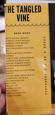 Beer menu