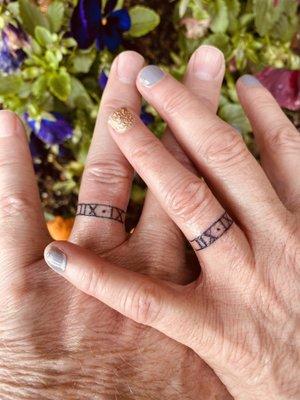 Our ring tattoos. Thank you Jake Deej (DJ)