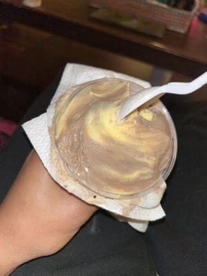 Chocolate banana ice cream with no peanuts