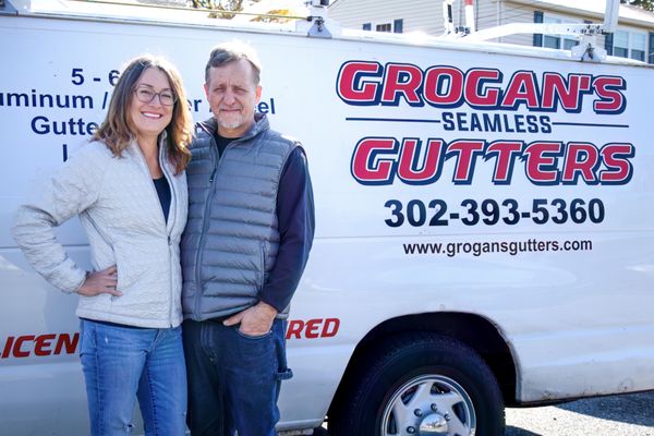 Bonnie Jeffers and James Grogan - co-owners and operators of Grogan's Gutters. We do all gutter work personally.