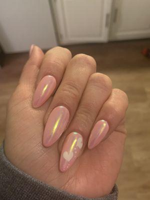 light pink chrome nails