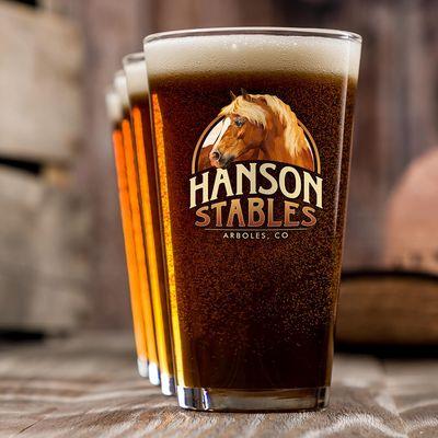 Stables custom color-printed pint glasses are perfect for your country kitchen.