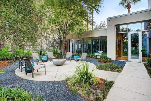 The South Courtyard is a smaller, more intimate place for gathering around the firepit.