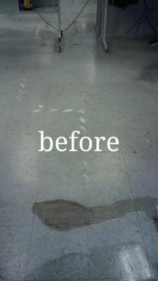 This VCT tiled floor will Machine scrubbed then Stripped to its bare minimum.