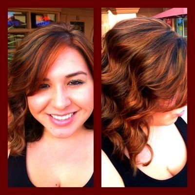 Chocolate brown with red highlights- by Lindsey