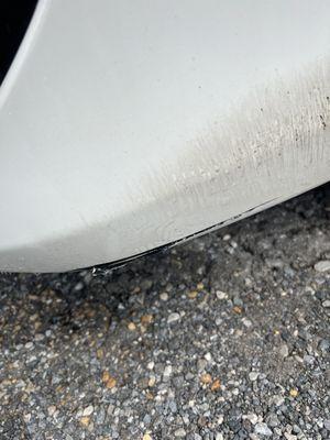 Bumper Damage from the machine malfunctioning while inside the carwash!