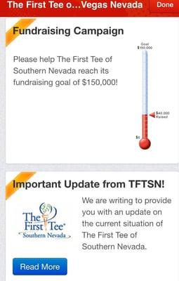 Let's help the First Tee of Southern Nevada reach their fundraising goals so they can get the program restarted now!