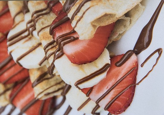 Classic Sweet Crepe, fresh Strawberry and Banana with Nutell