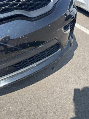 Scratches on front bumper