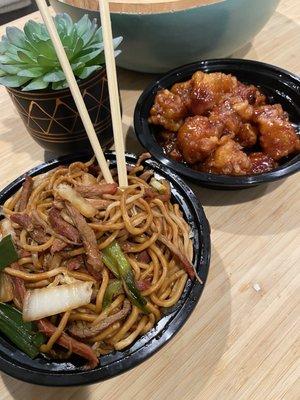 China express , pork Lo mein and TOS's Chicken