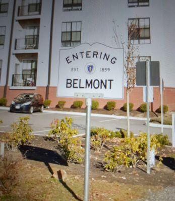 Entering Belmont from Cambridge on Acorn Park Drive.