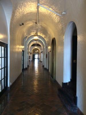 Beautiful hallway entering from the back of the building.