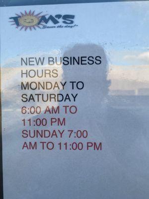 New hours as of 2/20/24