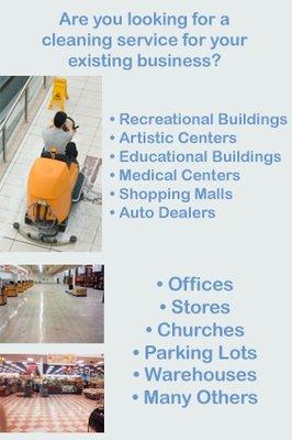 No matter your cleaning needs; commercial or residential, we do it all!