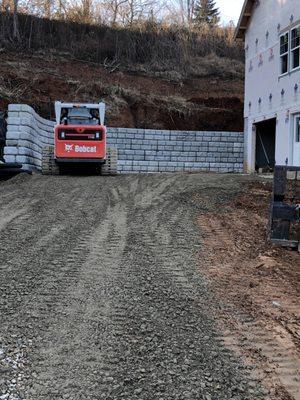 Custom driveway and retaining wall.