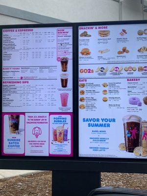 Drive through menu