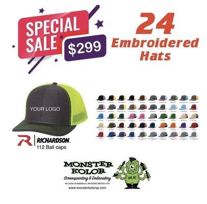 Embroidered hat special!