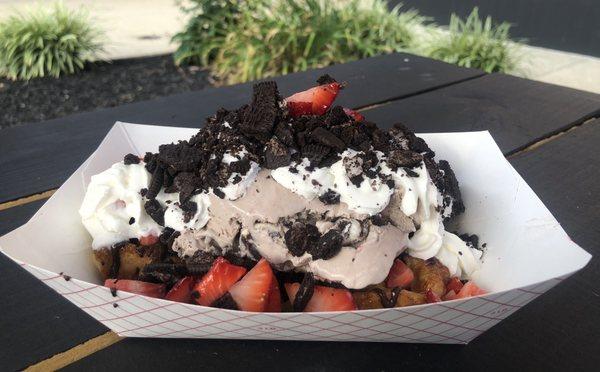 Cookies and Cream Waffle with strawberries