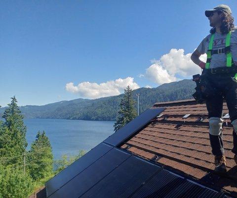 Solar install overlooking lake Whatcom!