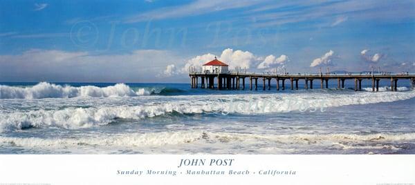 Manhattan Beach Pier, 'Sunday Morning', full Color Panorama Poster 16x38.  $50