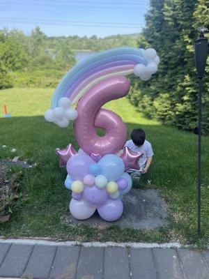 Number stacks with foil balloon