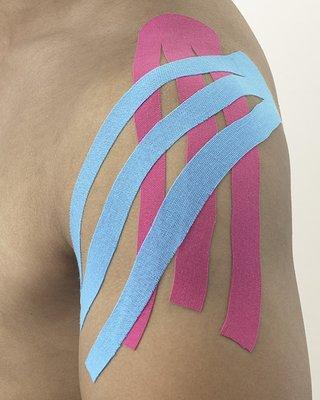 Kinesiotape® provides support and is used by our doctors and therapists to promote the body's natural healing process. (In many fun colors!)