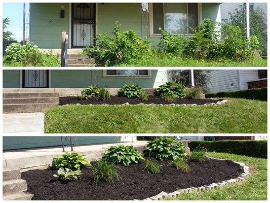 Before and After Flowerbed. One of many services offered. Done by GT Contracting Services LLC.