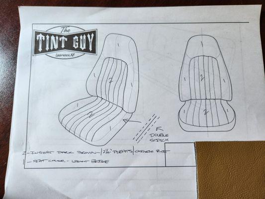 Customer design sheet for upholstery.